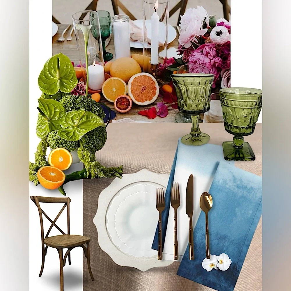 Handmade Dip Dyed Ombre Dinner Napkins | 20”x20” | Modern Tropical Wedding Event